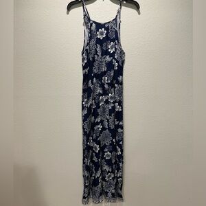 Blue Rain Navy and White Floral Maxi Dress
